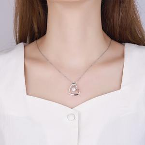 قلادة أنيقة للنساء من الفضة الإسترلينية عيار 925 على شكل قلب مع حجر الموزانيت الأزرق، مجوهرات خطوبة وزفاف من الشركة المصنعة - Product Image 3