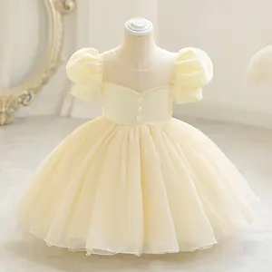 Offre Spéciale bébés robe d'été 1-7 ans nouvelle fête d'enfants filles robe à manches courtes juste fille fleur robe conceptions anniversaire