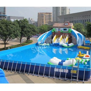 Structure gonflable aquatique mobile avec toboggan et <span class=keywords><strong>grand</strong></span> cadre métallique durable pour enfants et adultes, idéale pour les centres de villégiature et parcs d'attractions - Product Image 1