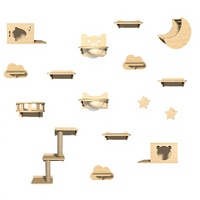 Étagères murales pour chat en bois massif durable et écologique, structure d'escalade pour chat DIY, ensemble de meubles modernes pour arbre à chat, emballage en carton transparent