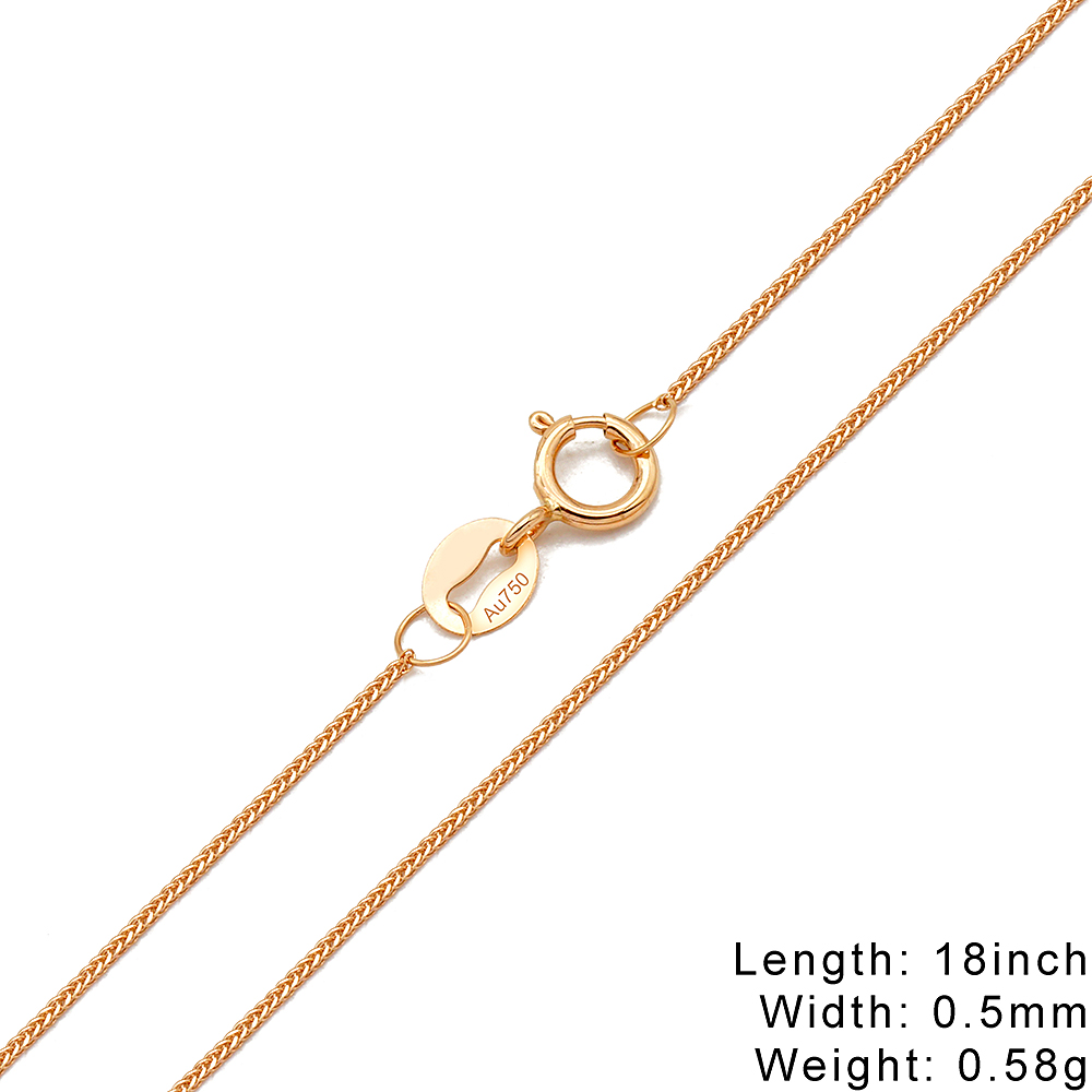 Wholesale AU750 Solid Gold Chain - 18K White, Yellow, Rose Gold