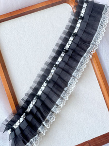 Dentelle décorative en mousseline personnalisée, dentelle plissée blanche de fabrication industrielle, dentelle plissée pour robe - Product Image 3