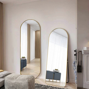 <span class=keywords><strong>Miroir</strong></span> <span class=keywords><strong>mural</strong></span> sur pied de grande taille, de haute qualité, pour la décoration de la maison, avec cadre en métal arqué, incassable, à poser au sol - Product Image 1