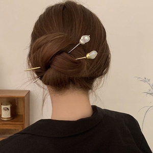 Sucette forme décorative épingle à cheveux baguettes bijoux de cheveux pour femmes Simple élégant boule ronde métal cheveux bâton fourchette <span class=keywords><strong>Chignon</strong></span> broche - Product Image 1