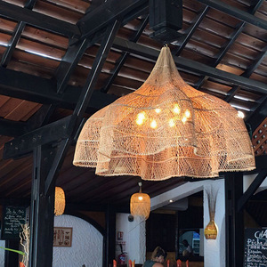 <span class=keywords><strong>Lampe</strong></span> artisanale moderne et créative CSLIDO pour salon, restaurant, cuisine, luminaire suspendu en rotin à pétales orientaux - Product Image 2