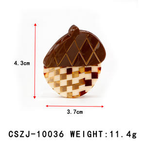 Pinza de Pelo Mini de Acetato Acrílico con Diseño Creativo de 4.3cm, Adorno de Bellota Marrón, Color Personalizado, Unisex, a la Moda - Product Image 3