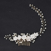 Luxe mariée bandeau cheveux peigne à la main argile fleur perle mariée cheveux accessoires