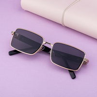 KAJILA Vente en gros de lunettes de soleil fantaisie à la mode avec logo personnalisé, monture en métal rectangulaire, protection UV400, lunettes de soleil pour femmes