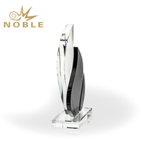 Haute Qualité Clair 3D Gravé Au Laser Poli K9 Sculpté Blaze Fumée Noir et Cristal Clair Flamme avec Base Claire