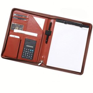 Porte-documents professionnel personnalisé en cuir PU avec fermeture éclair - Housse pour tablette, rangement, calculatrice, bloc-notes - Product Image 2