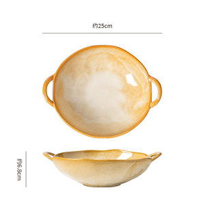 Teglia da Forno in Ceramica Vintage, Stile Retrò, Rettangolare/Rotonda, per Casa e Ristorante, Stile Argilla - Product Image 6