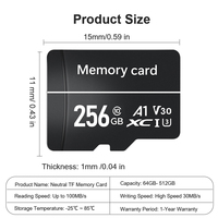 Tarjeta de Memoria SDXC TF U3 V30 A1 de 64GB 128GB 256GB para Cámaras 4K, Cámaras de Coche, Drones y Grabación de Video