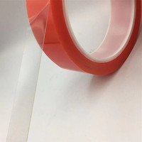 Newcarol Druckempfindliches Hitzebeständiges Doppelseitiges PET-Klebeband Rotes Liner-Klebeband Transparenter Starker Acrylkleber Superdünnes Beutelverschlussband