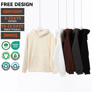 Sweat à capuche d'hiver en molleton épais 500g de haute qualité, 100% coton, pull-over écologique, coupe-vent, uni, brodé, coupe oversize - Product Image 1