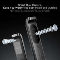 Serrure de porte intelligente LNDU H10 à double caméra, écran de visualisation de 4,5 pouces, reconnaissance faciale 3D, interphone vidéo, serrure de porte automatique