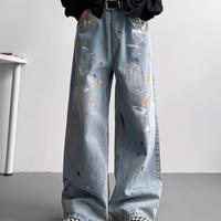 Jeans vintage pour homme en tissu denim brut à bords bruts, coupe ample, sur mesure ODM