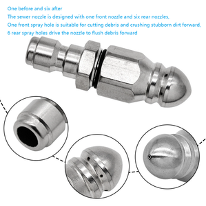 Buse haute pression en acier inoxydable 1/4, six buses avant et une arrière, résistante à la corrosion, filetage NPT, tête hexagonale 10 pour égouts - Product Image 6