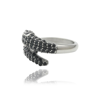 Stainless Steel Animal <b>Snake</b> <b>Ring</b> <b>Silver</b> Black Stone Men's Punk Style Jewelry 21005 - Product Image 4