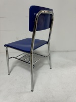 Chaise de formation OK-2069 avec dossier en PP brillant, assise rembourrée, pieds chromés et structure en contreplaqué pour salle de classe, amphithéâtre, conférence.