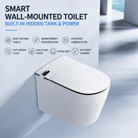 WC intelligent monobloc mural avec bidet intégré, chasse d'eau automatique, siège chauffant, chauffage instantané, étanchéité IPX4, en céramique