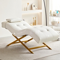 Table de massage et de soin esthétique moderne, portable, pliable et réglable, pour cils et visage, rose, avec design incurvé, pour spa et salon