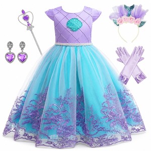 Vestido <span class=keywords><strong>de</strong></span> Princesa <span class=keywords><strong>de</strong></span> la Sirenita Personalizado OEM ODM, Disfraz <span class=keywords><strong>de</strong></span> Cosplay para Niñas, Color y Talla Personalizados, Bordado - Product Image 2