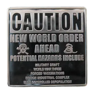 Custom Metal Coins 1 Oz .100 Mils 999 Fine Silver Plated Resist The New World Order Bar