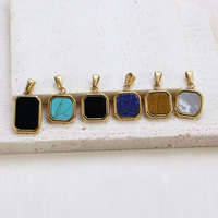 Vente en gros de pierres précieuses, pendentif en coquille de turquoise, bijoux, pierre naturelle, carré, lapis lazuli, émail, malachite