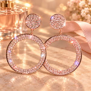 Boucles d'oreilles pendantes géométriques en strass pour femmes, bijoux de mode scintillants et tendance - Product Image 4