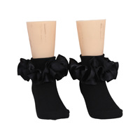 Chaussettes de princesse en satin fin à bordure dentelle pour enfants, collection printemps-automne, vente en gros d'usine, respirantes, mignonnes, style Lolita pour filles
