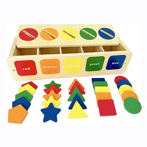 Jogo pré-escolar personalizado de fábrica, materiais montessori de madeira, caixa de classificação colorida, brinquedo montessori