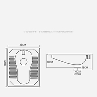 WC à la turque robuste en acier inoxydable SUS304 doré, sans bride, antidérapant, pour toilettes publiques commerciales, équipement de salle de bain OEM