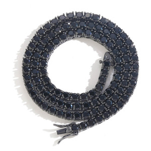 Collar de Tenis Personalizado de Hip Hop, Chapado en Oro Negro, Cadena de Tenis con Circonitas Cúbicas Negras de 4 mm, para Hombre - Product Image 1