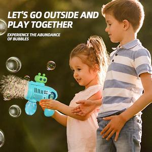 Pistola de <span class=keywords><strong>burbujas</strong></span> eléctrica de 32 agujeros para niños al aire libre, máquina de <span class=keywords><strong>burbujas</strong></span> giratoria automática, ametralladora de <span class=keywords><strong>burbujas</strong></span> de mano con música ligera - Product Image 2