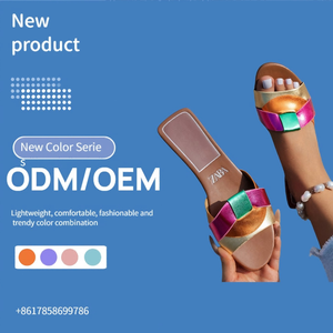 <span class=keywords><strong>Chaussons</strong></span> pour femmes en gros, légers et confortables, nouveau modèle, design croisé, bout ouvert, grande taille, semelle plate, antidérapants - Product Image 1