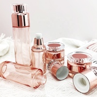 Ensemble de soins du visage pour la peau rose rose de haute qualité emballage en verre de produit de soin du visage vide pour la peau