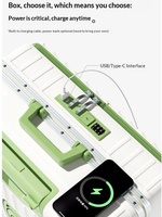 Valise à ouverture frontale grande capacité unisexe, nouveau modèle 2026, cadre en aluminium, 20 pouces, bagage cabine, avec serrure à combinaison et port de chargement USB