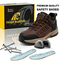 Sepatu Keselamatan Industri Tiger Master Kulit Coklat Anti Selip Berujung Baja Anti Tusuk untuk Pekerjaan Konstruksi Gudang