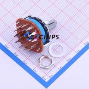 SRRM433700 Rotary Switch Through hole Component (THT) Switch 3 Cylindrical (with Slot) PC Pin Short Circuit - Product Image 2