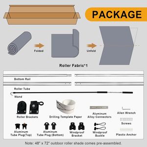 Tenda a Rullo da Esterno, Tende Avvolgibili Senza Fili per Patio, Tende a Rullo in Tessuto Senza Cavo per Portico, Gazebo, Pergola, Balcone - Product Image 6