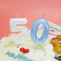 Bougie chiffre blanche nacrée pour décoration de gâteau, fourniture de fête d'anniversaire, prix de gros, directement du fabricant