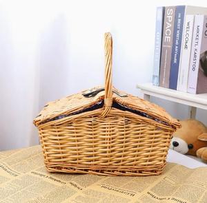 <b>Foldable</b> Lidded Pastoral Rattan Handheld Picnic <b>Basket</b>, Photo Prop for Outdoor Trips & Picnics - Product Image 5