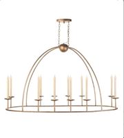 Lustre en arche doré Cano Lighting, lumières de bougies denses sur un cadre métallique ovale, éclairage de plafond pour la maison à l'éclat chaleureux