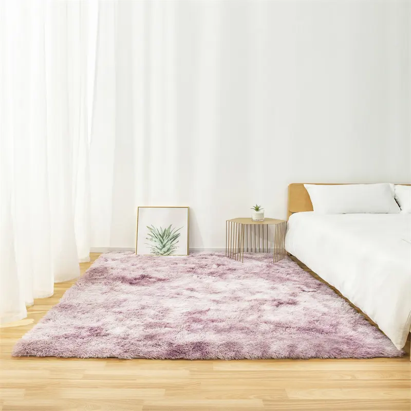 Tie Dye Faux Fur rettangolo Area tappeto coperta Ultra morbido viola soffice tappeto camera da letto pavimento tappeto divano soggiorno Mat