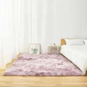 Прямоугольный Коврик Tie Dye из искусственного меха, комнатный ультрамягкий пушистый фиолетовый ковер, напольный ковер для спальни, дивана, коврик для гостиной