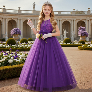 Style coréen dentelle fille robe de mariée maille colorée grande fille robes pour 12Y moelleux enfant anniversaire soirée robe de soirée - Product Image 2