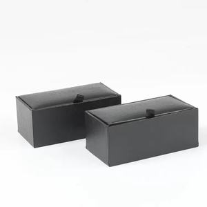 Mancuernillas Clásicas Negras Cuadradas de Dos Bandas para Hombre, Listas para Enviar, Caja Rectangular de Joyería, Estilo Simple para un Look Elegante - Product Image 2