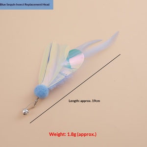 ของเล่นสัตว์เลี้ยงขายดี ของเล่นแมว ไม้ล่อ<span class=keywords><strong>แมว</strong></span> ขนนก หัวประดับเลื่อม ซีรีส์แมลงบินขนาดเล็ก ของเล่นแมว - Product Image 6