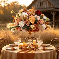 Boule de fleurs artificielles en rose faite à la main DKB personnalisée, dorée, 50 cm, grande, en soie, toucher naturel, centre de table pour mariage