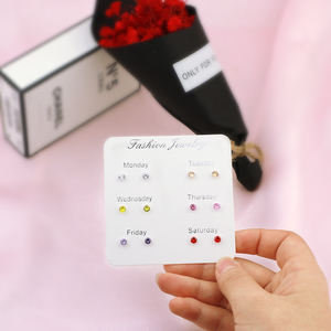 Pendientes de circón transparente de <span class=keywords><strong>acupuntura</strong></span> para estudiantes, aretes pequeños de resina, moda coreana - Product Image 5